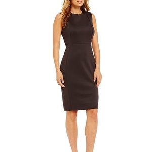 Womens Sheath Calvin Klein Solid Scuba Dress Black